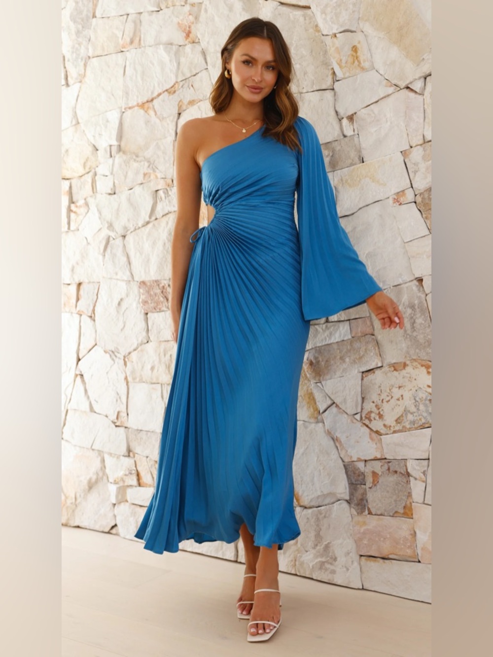 Hello Molly‎ LAND OF BEAUTY ONE SHOULDER MAXI DRESS BLUE - Picture 16 of 16